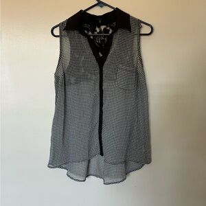 Sheer gingham blouse, lace backing, retro/vintage looking.